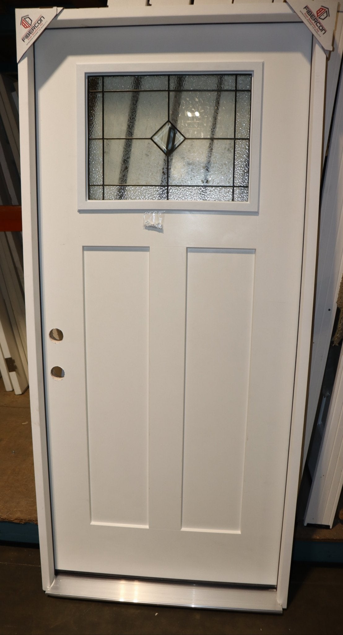 Exterior Entry Door 36 Inch, Craftsman Style Leaded Glass, Steel/Fiberglass, 3/0-6/8 - Northside Material Brokers