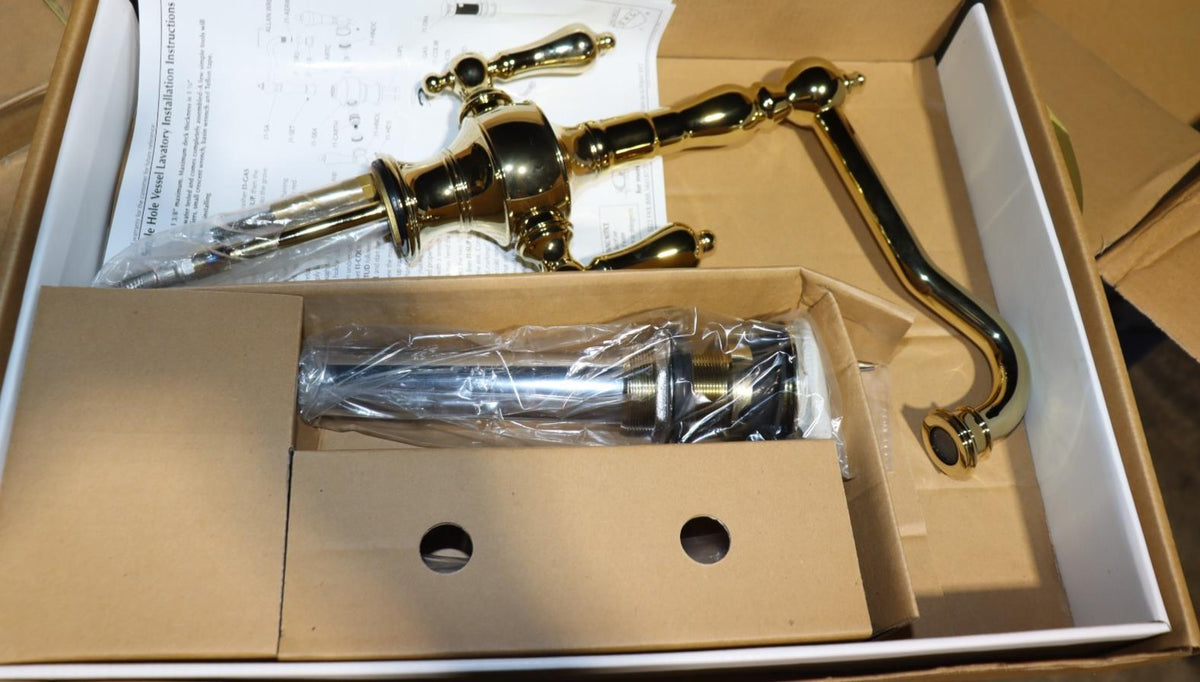Giagni Bath or Bar Faucet Polished Brass, 1 Hole, Two Handle, w/ Drain & Hoses - Northside Material Brokers