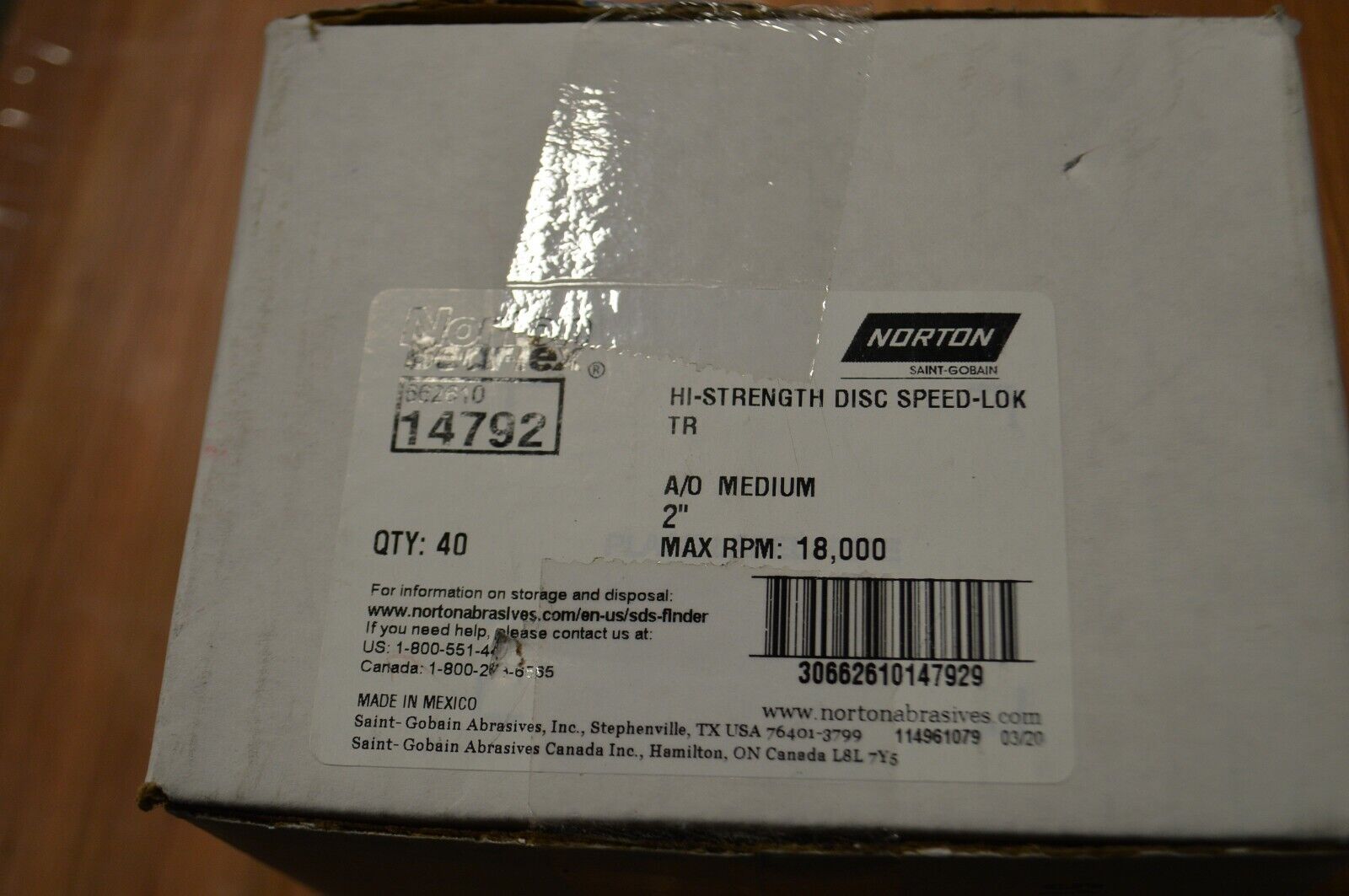 Norton Quick Change Disc, TR Roll-On/Off Disc Attachment, Model 66261014792 - Northside Material Brokers