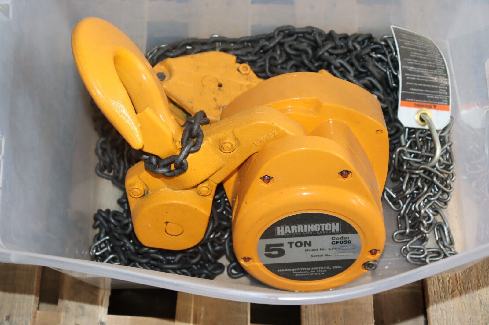 Harrington Manual Chain Hoist: 10,000 lb Load Capacity, CF4 CF050