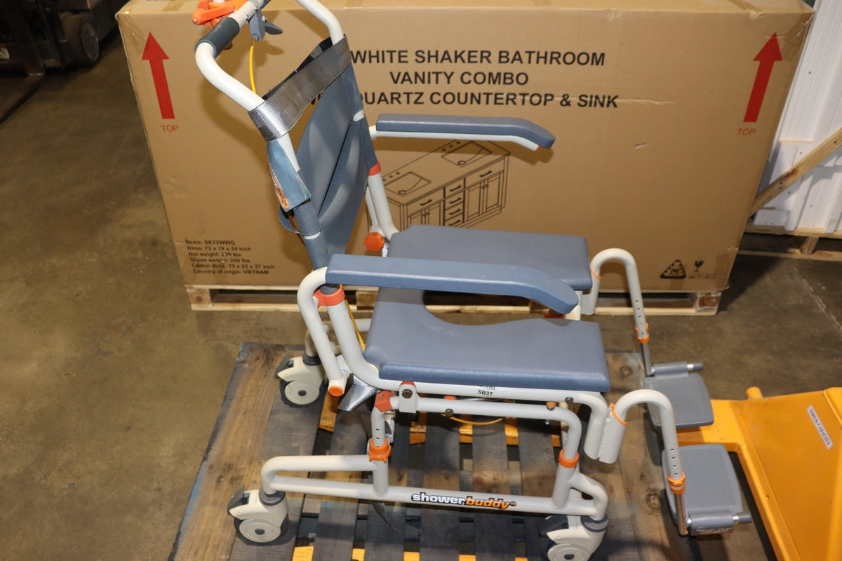 ShowerBuddy Roll-In Buddy Tilt SB3T Shower Commode Chair, 350 lbs, Locking Casters - Northside Material Brokers