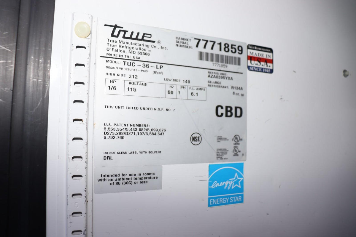 True TUC-36-LP Undercounter Low Profile 2 Door Cooler, Clean - Northside Material Brokers