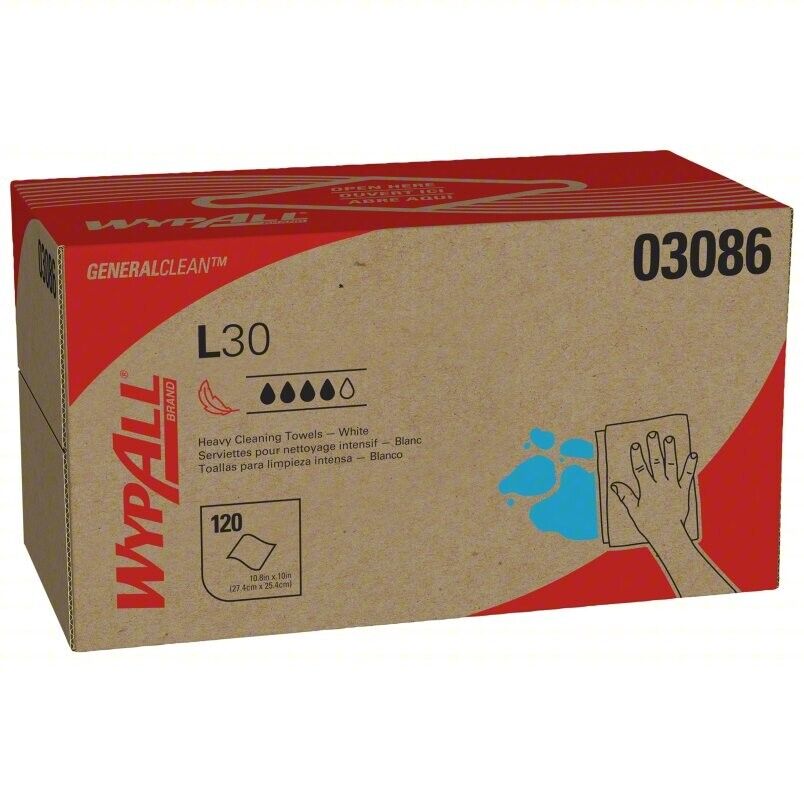 WypAll L30 Wipers 10.8" X 10" 1 Box - 10 packs, 120 sheets per box 03086 - Northside Material Brokers