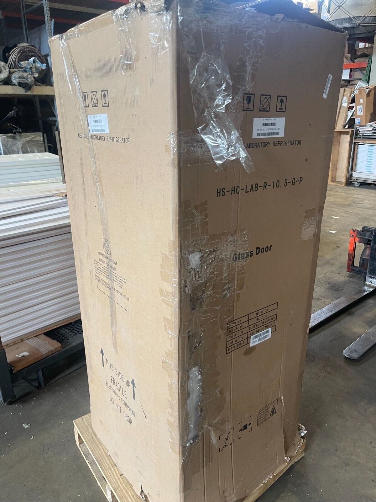 Glass Door Refrigerator American BioTech Supply 10 1/2 Cubic Foot PH-ABT-HC-10PG NEEDS DOOR REPAIR