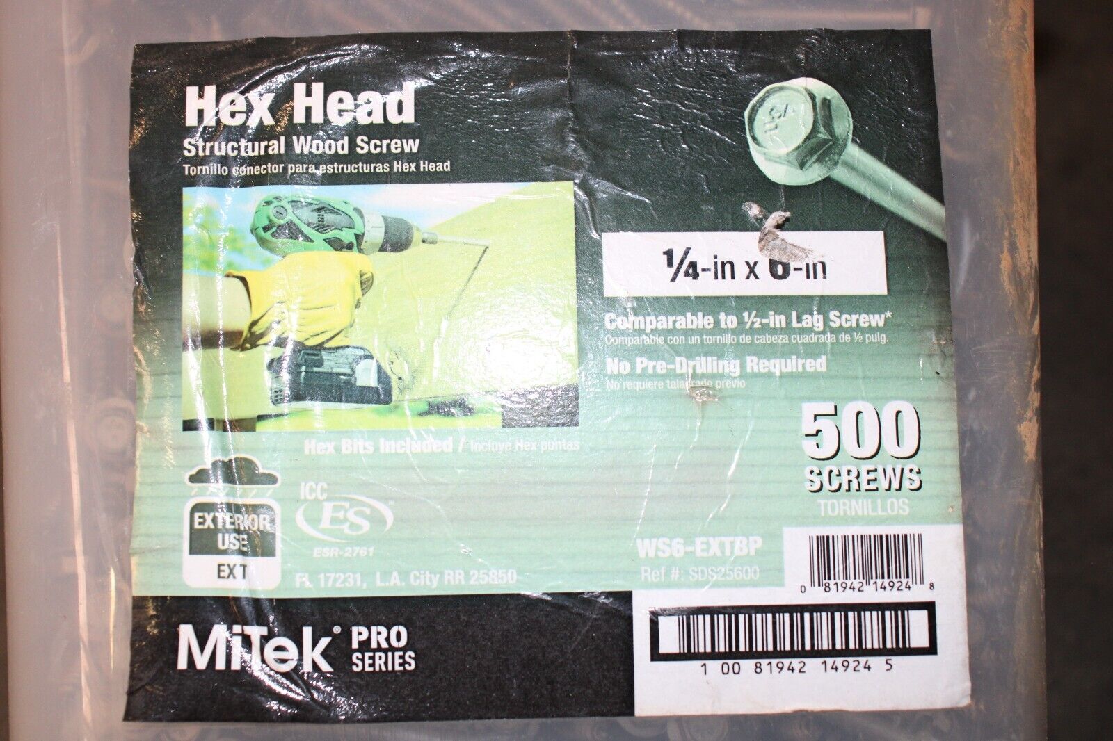 Structural Screws Self Drilling 8 Inch x 1/4 Inch MiTek BOX OF 500