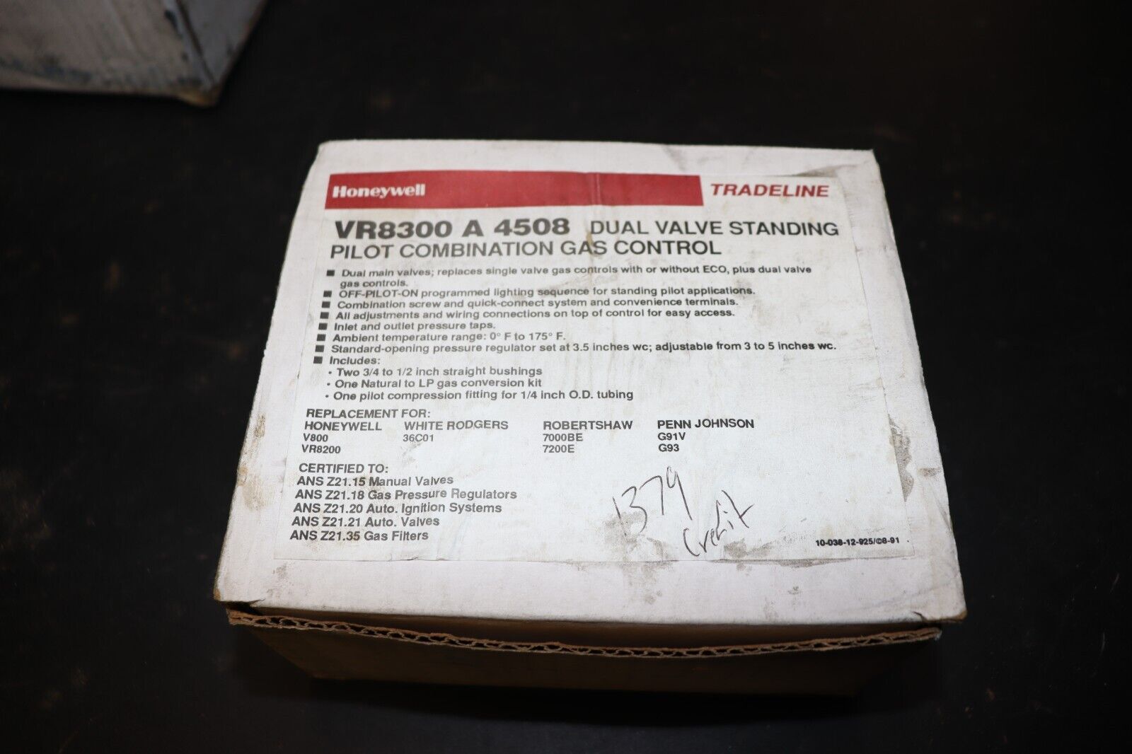 Gas Valve Honeywell VR8300A4508 24v Universal Standing Pilot Replacement 3/4 Inch