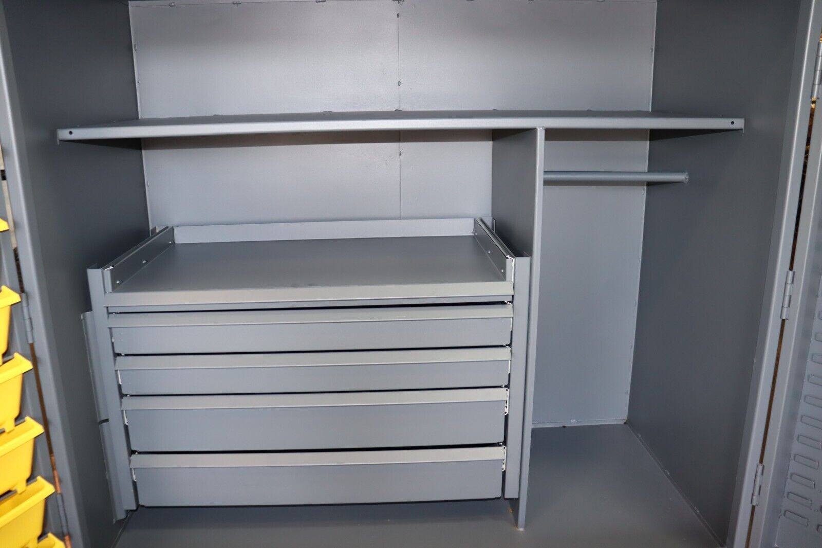 Storage Cabinet Heavy Duty with Bins Lockable Durham MFG 60 W x 36 D x 78 H HDC60-72DC18TB5B95