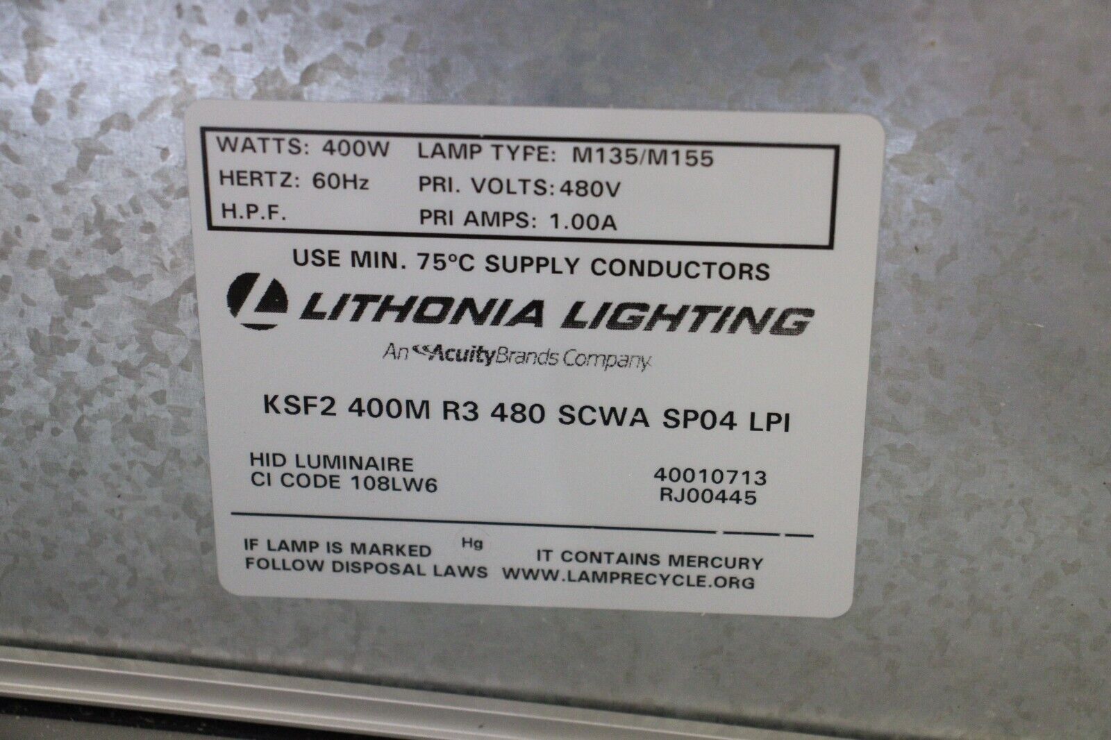 AREA SECURITY LIGHT LITHONIA LIGHTING KSF2