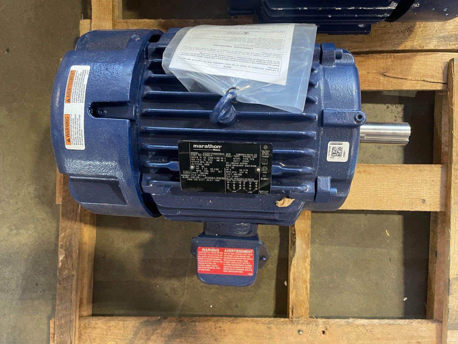Marathon Electric Motor 7.5 HP, 1765RPM, TEFC, 3 PH, 230/460V, 213T, E203A-P