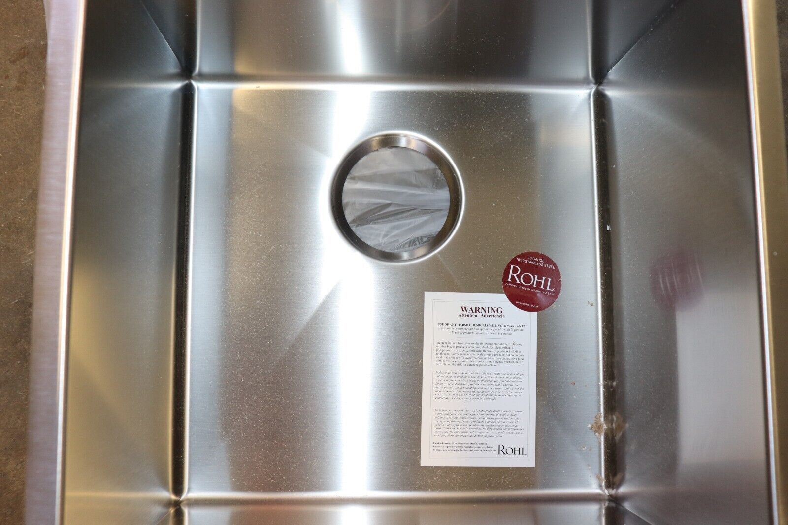 Kitchen Bar Sink 15 in x 15 in Undermount Stainless Steel Rohl RSS1515SB