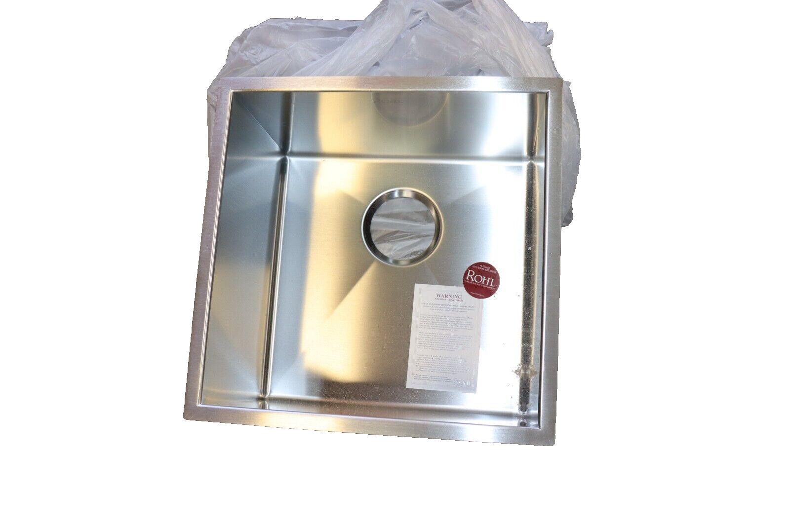 Kitchen Bar Sink 15 in x 15 in Undermount Stainless Steel Rohl RSS1515SB