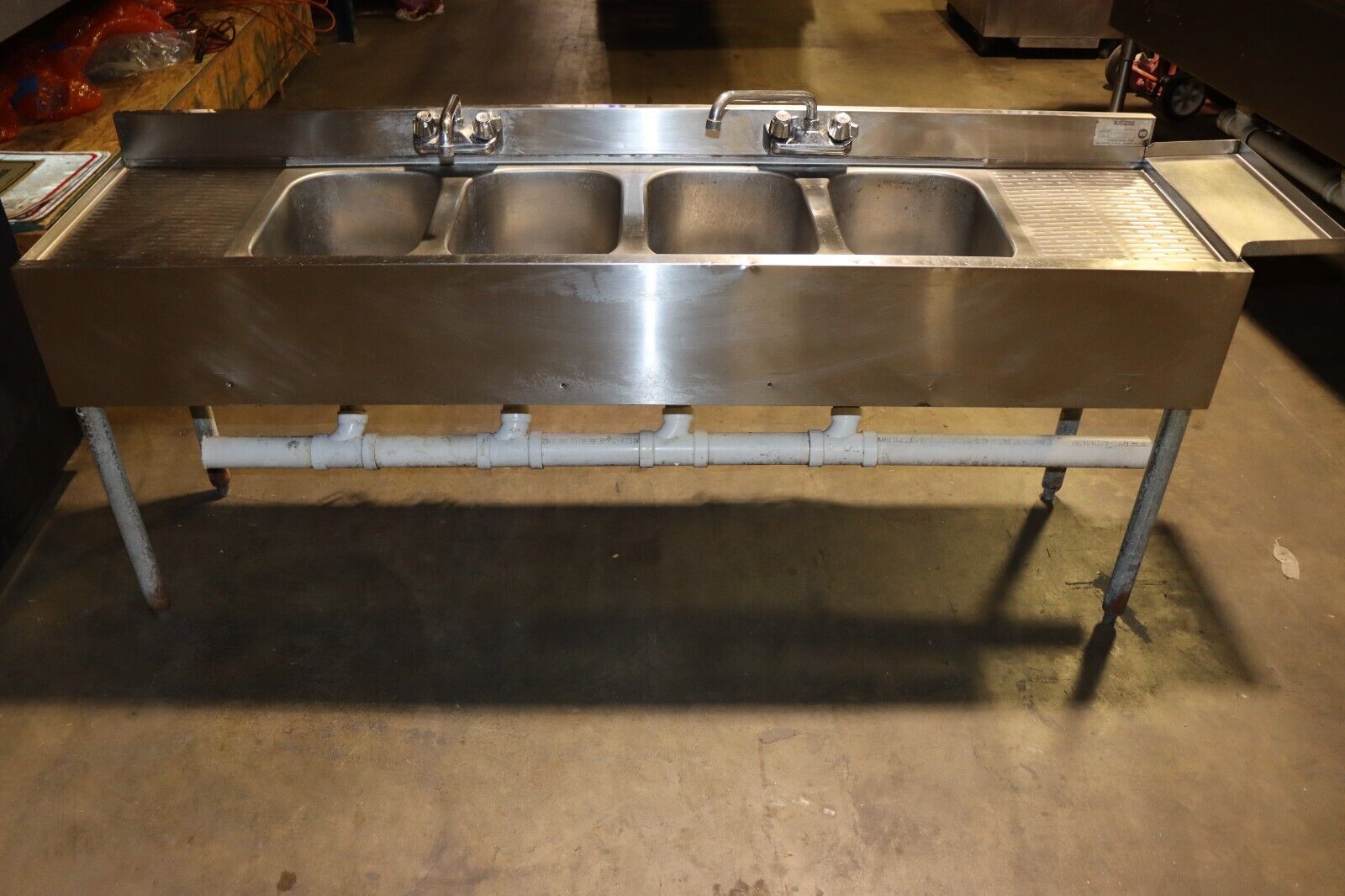 Bar Sink 4 Compartment Stainless Two 12 Inch Drainboards Krowne