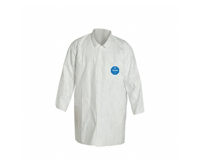 Disposable Lab Coat, Polyethylene, White, 3XL, Dupont Tyvek(R) 400, 8 PK, 5HH46