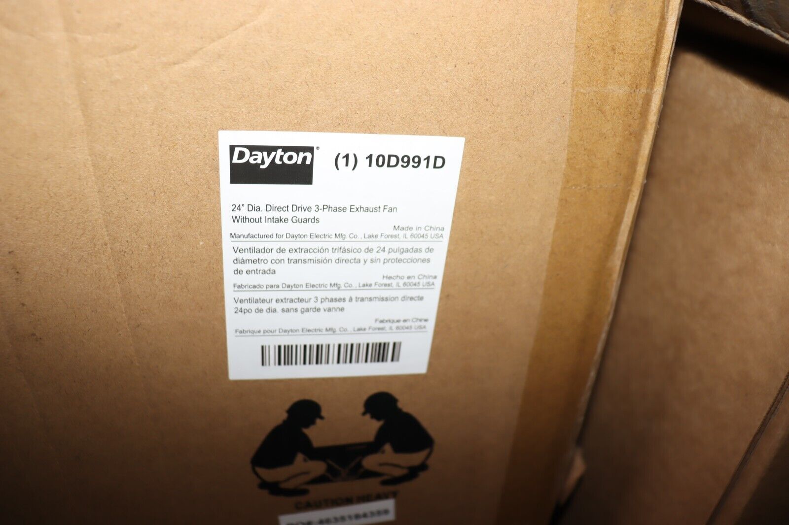 Exhaust Fan 24 in Blade 3/4 Horse Power 3 Phase Dayton 10D991