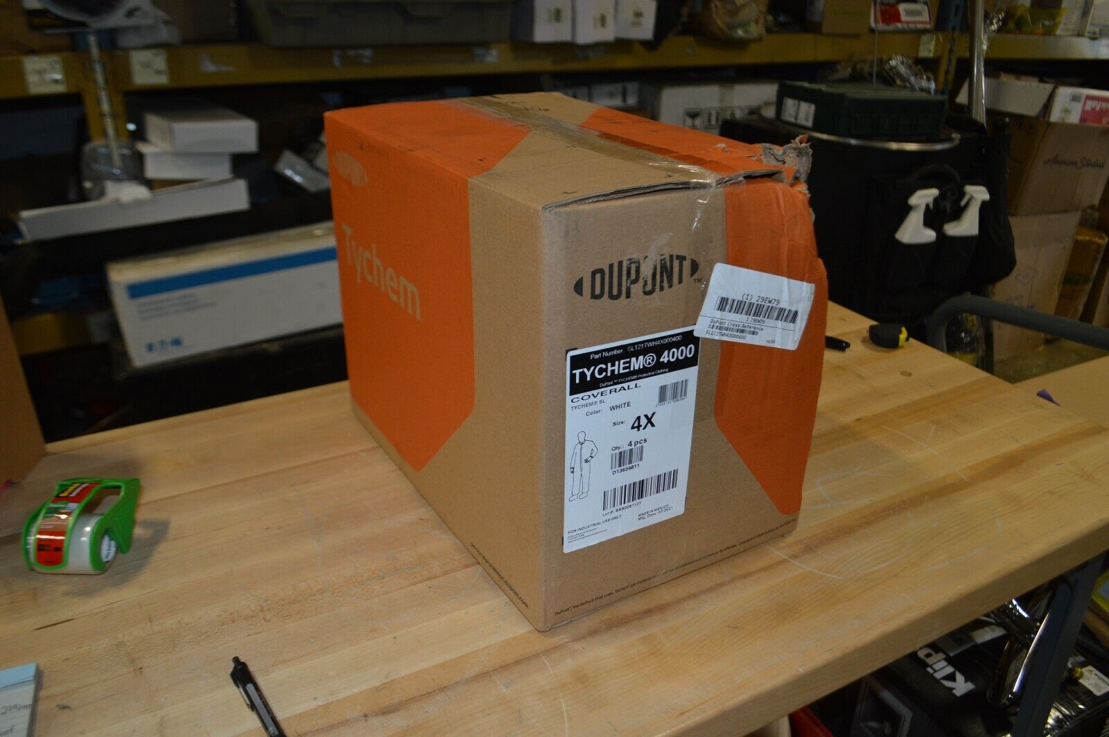 DuPoint Tychem Chemical-Resistant Coveralls w/ attached Boots and Elastic Wrists