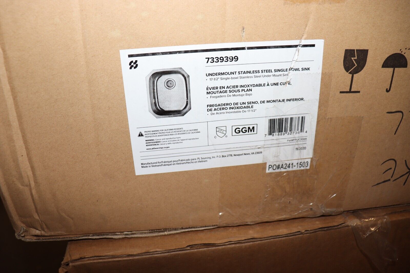 Kitchen Bar Sink 17 in x 20 in Undermount Stainless Steel PROFLO PFUC304A Plomosa