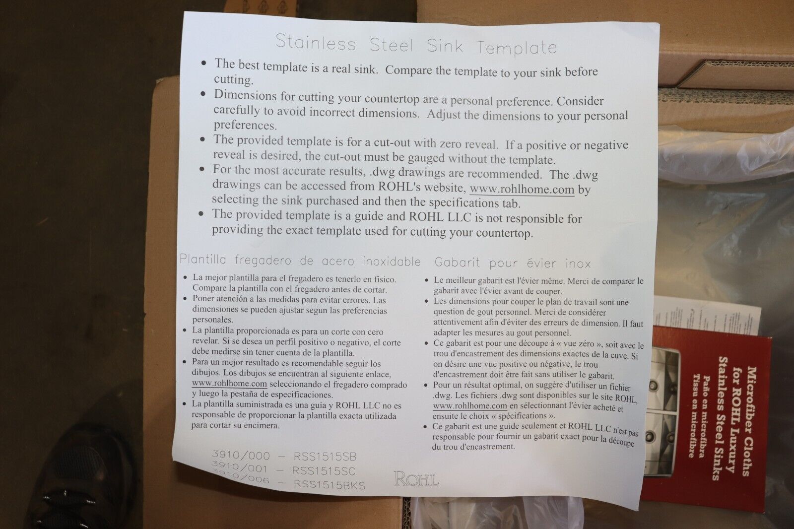 Kitchen Bar Sink 15 in x 15 in Undermount Stainless Steel Rohl RSS1515SB