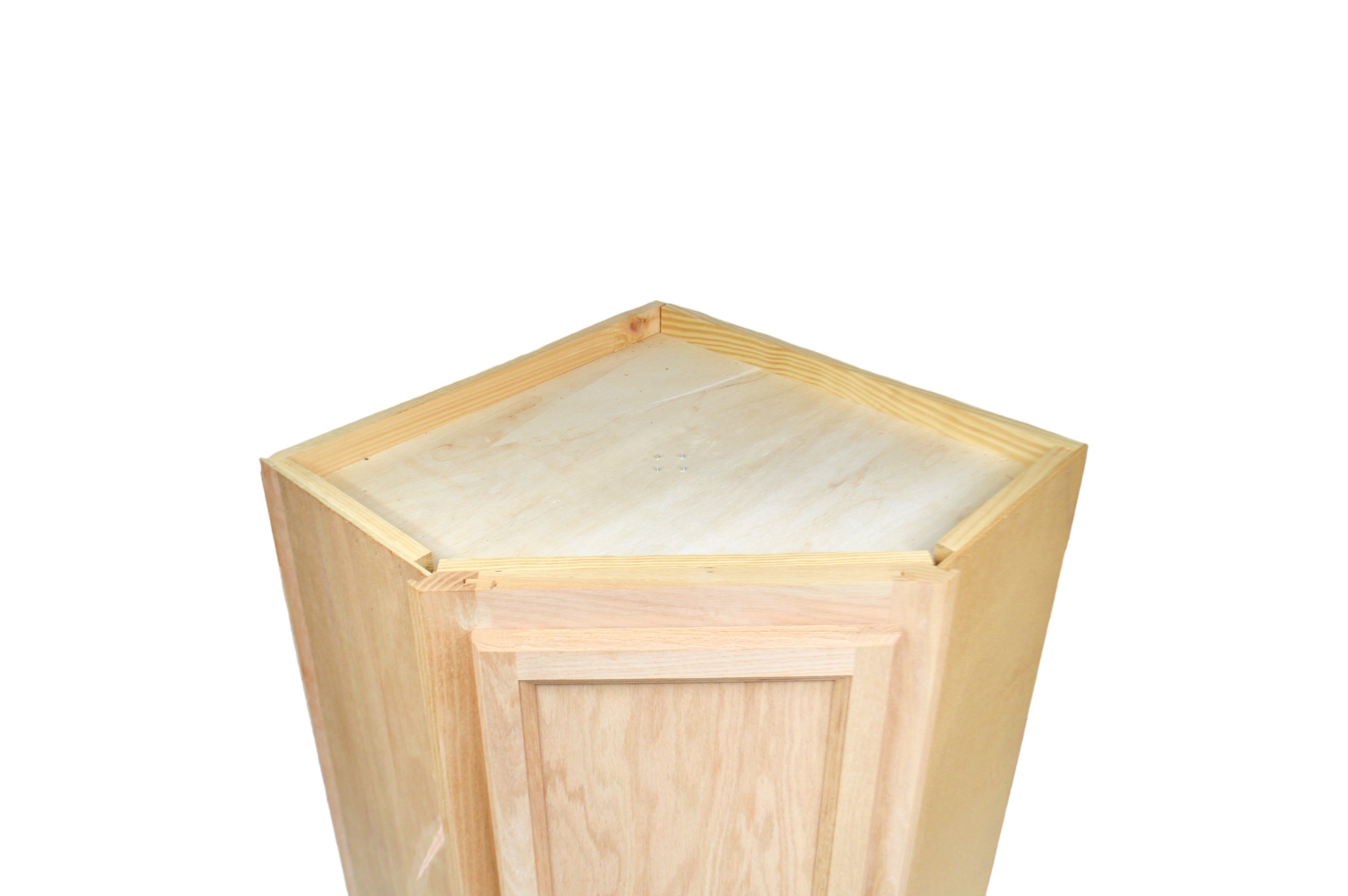 Wall Diagonal Corner 24 Inches with Lazy Susan in Unfinished Oak