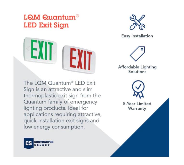 Exit Light Lithonia Lighting LQM Quantum 1-Watt 120/277-Volt LED White Hardwired - Northside Material Brokers