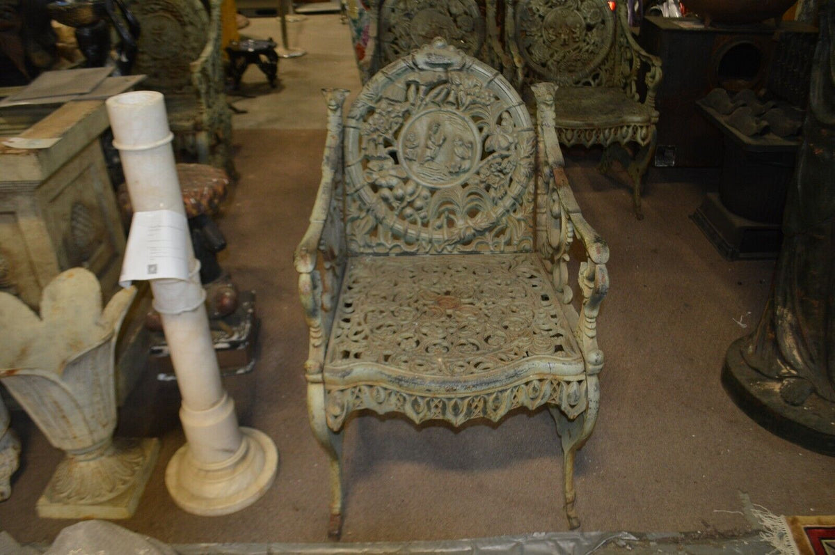 Set of 4 Chairs FOUR SEASONS Cast Iron BY NORTHAMPTON, W. ROBERTS, THE LION FOUN - Northside Material Brokers