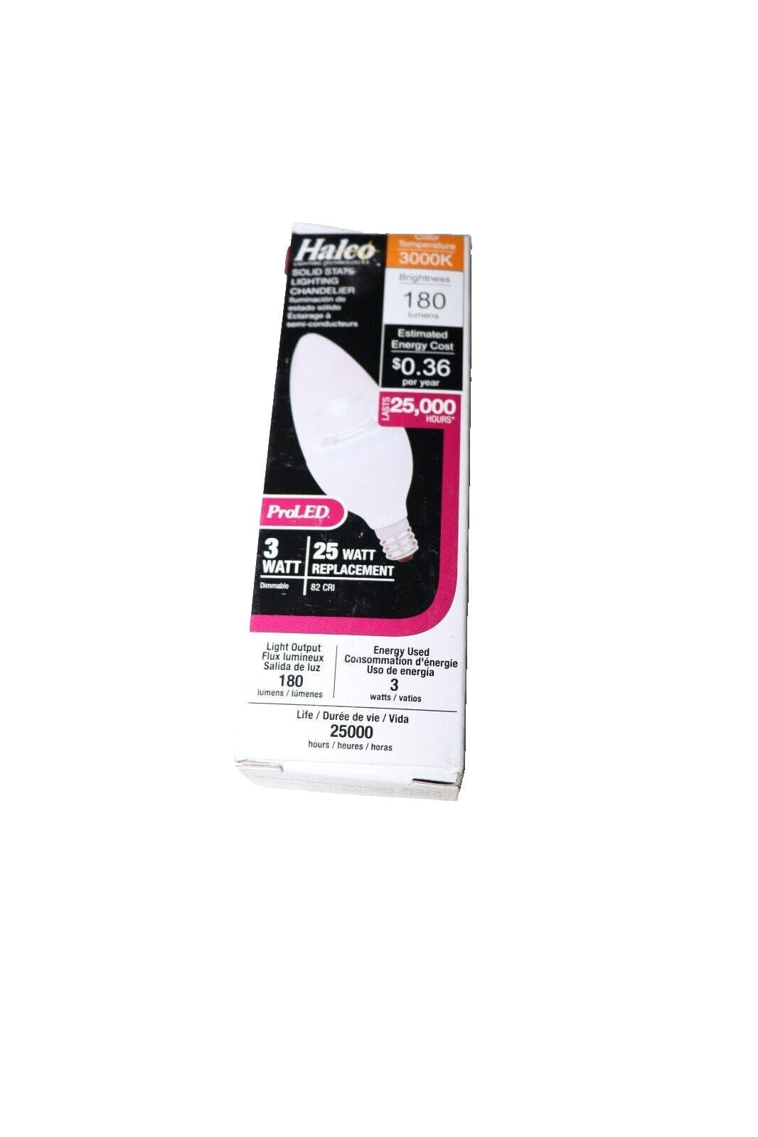 10 PACK -Halco 80185 LED B11 3W Candelabra 3000K Warm White Clear Dimmable 180 L - Northside Material Brokers