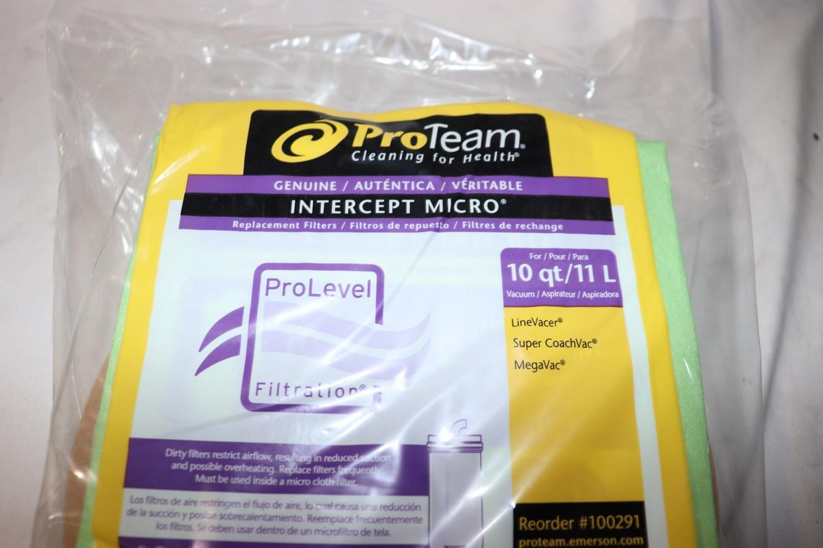 10 Pack - ProTeam Genuine Intercept Micro 10Q / 11L Vacuum Bags, 100291 - Northside Material Brokers