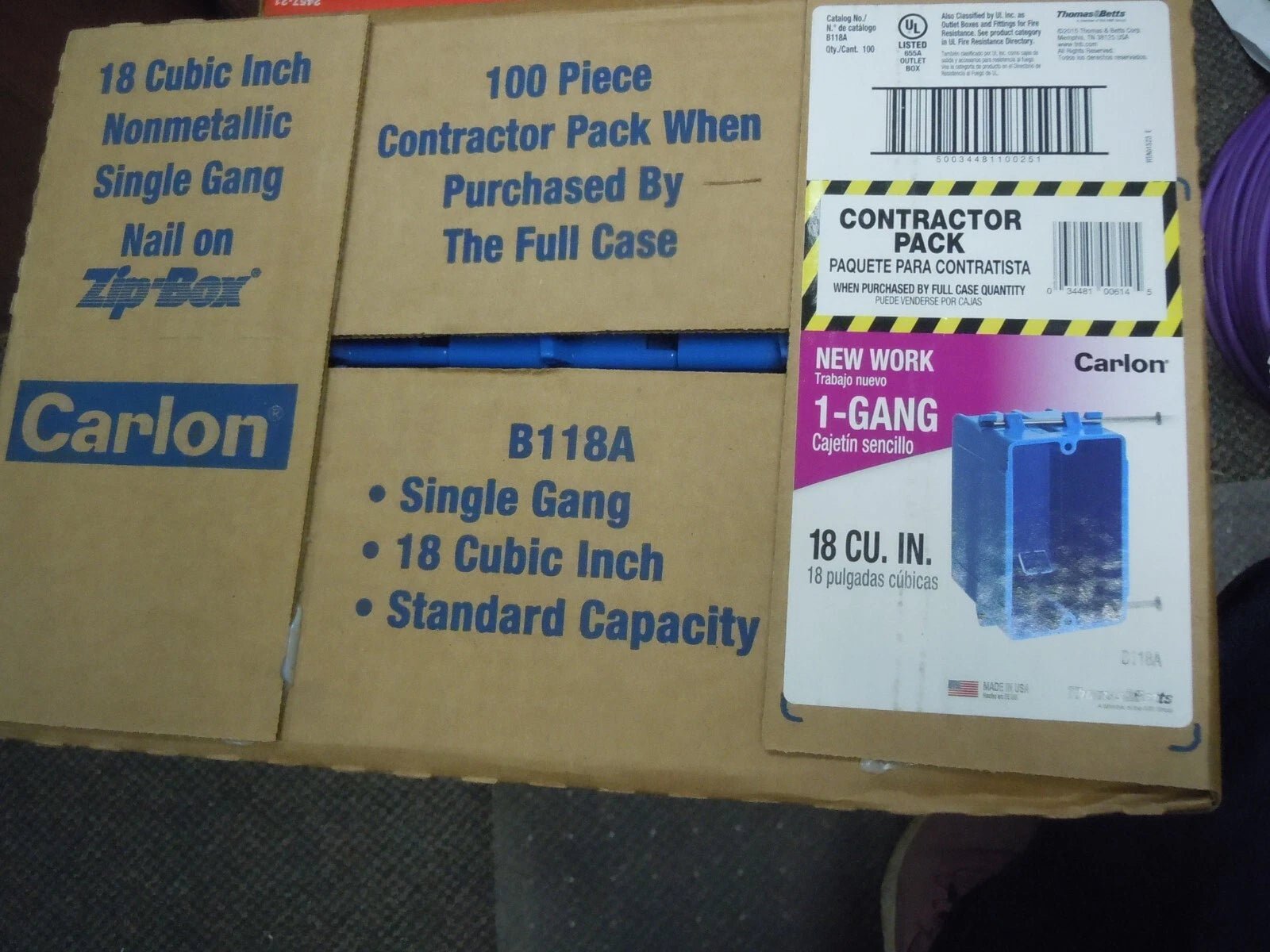 100 PACK - 18 cu. in. 1-Gang Zip Box Non-Metallic Switch and Outlet Box - Blue - Northside Material Brokers