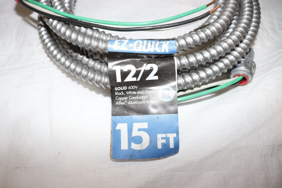 15 Ft., 12/2 Solid CU MC (Metal Clad) Armorlite Modular Assembly Quick Cable - Northside Material Brokers