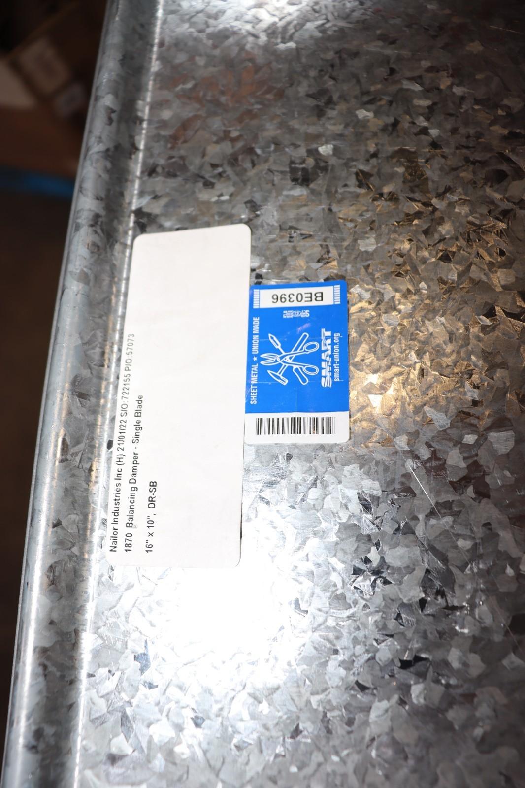 16" x 10" Galvanized Balancing Damper, Single Blade, Actuated, New - Northside Material Brokers