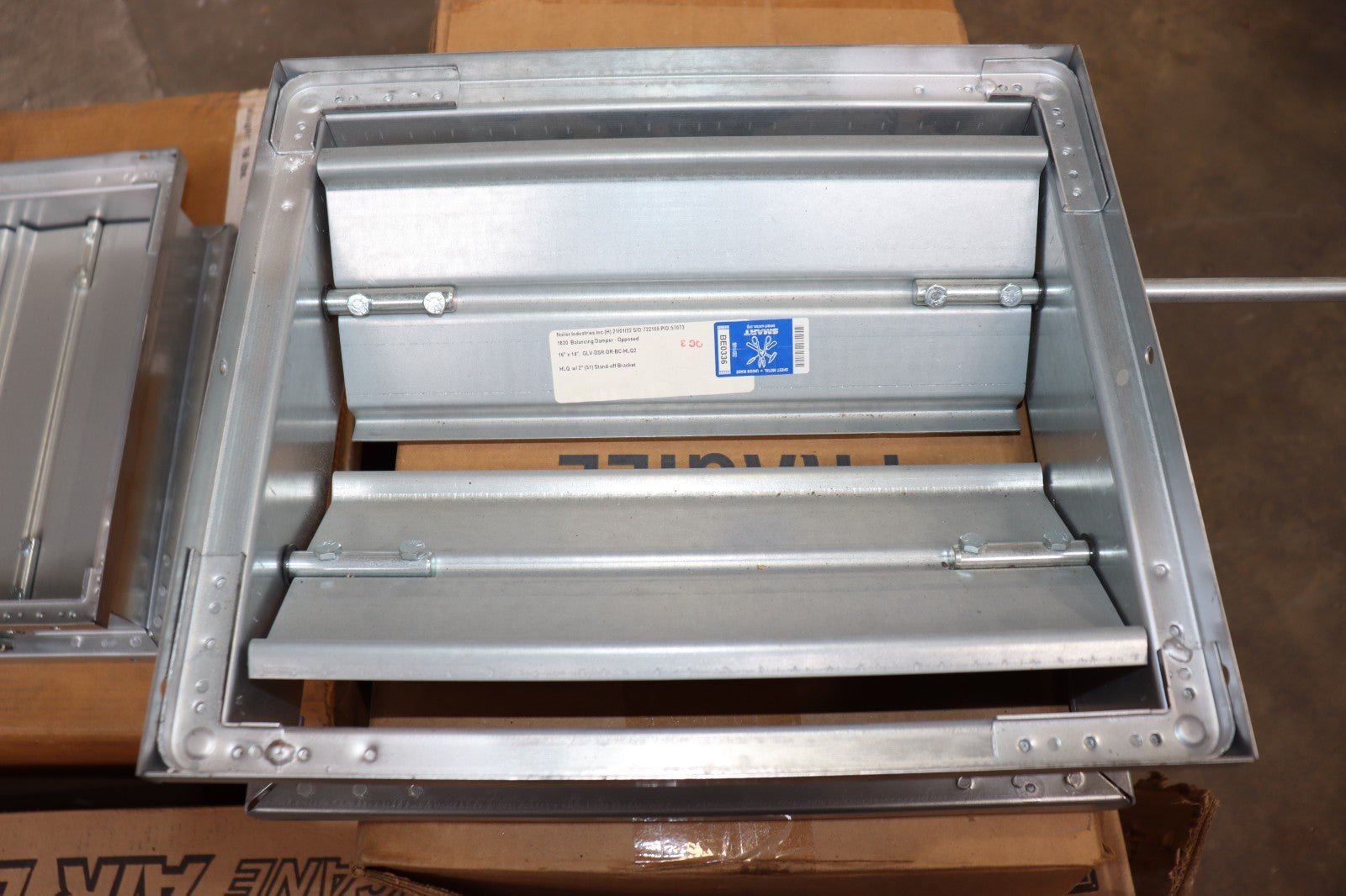 16" x 14" Galvanized Opposed Balancing Damper, Actuated, New - Northside Material Brokers