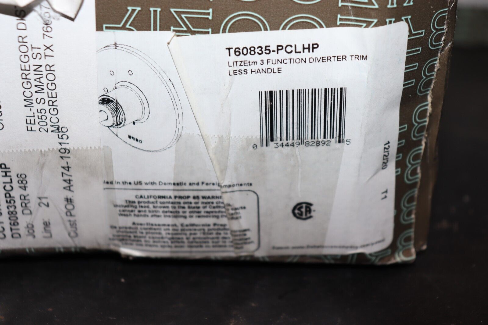 Brizo 3-FUNCTION DIVERTER TRIM - No Handle, T60835-PCLHP