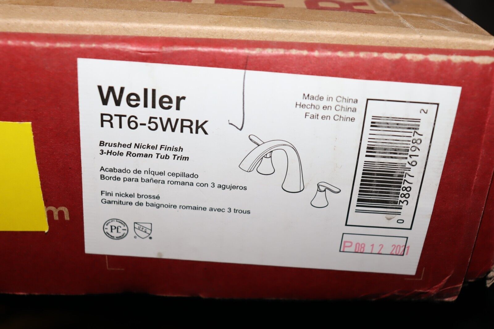 Pfister Weller Deck Mounted Roman Tub Filler Trim, Brushed Nickel, RT6-5WRK