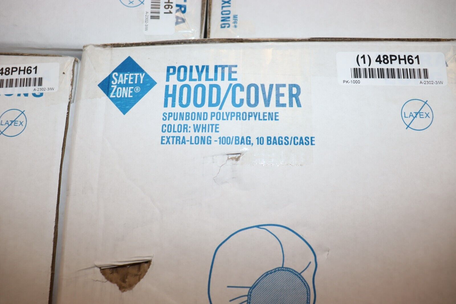 Safety Zone Disposable Hood: White, XL, 1,000 PK, 48PH61