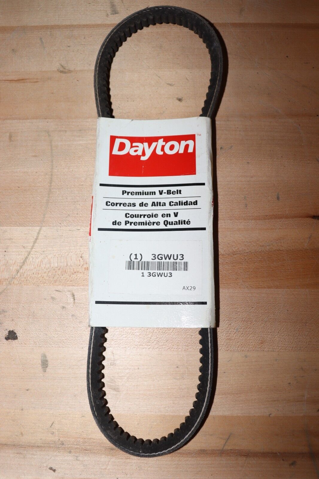 DAYTON Cogged V-Belt: 31 in Outside Lg, 1/2 in Top Wd, 5/16 in Thick, 3GWU3