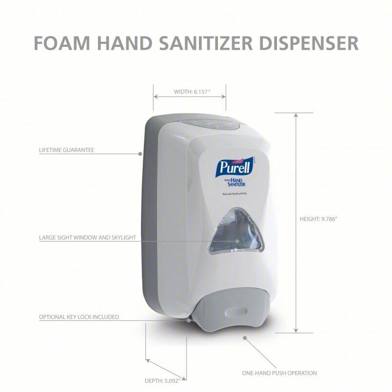 PURELL Hand Sanitizer Dispenser FMX-12, Foam, 1200ml, Refills not included.
