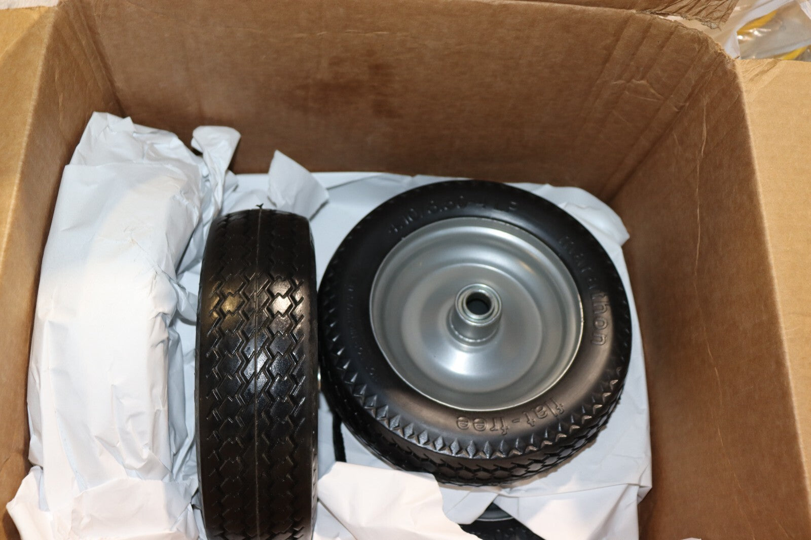 Marathon Flat Free Tire 30031 4.10/3.50-4 Sawtooth Tread 3.5" Centered Set Of 2