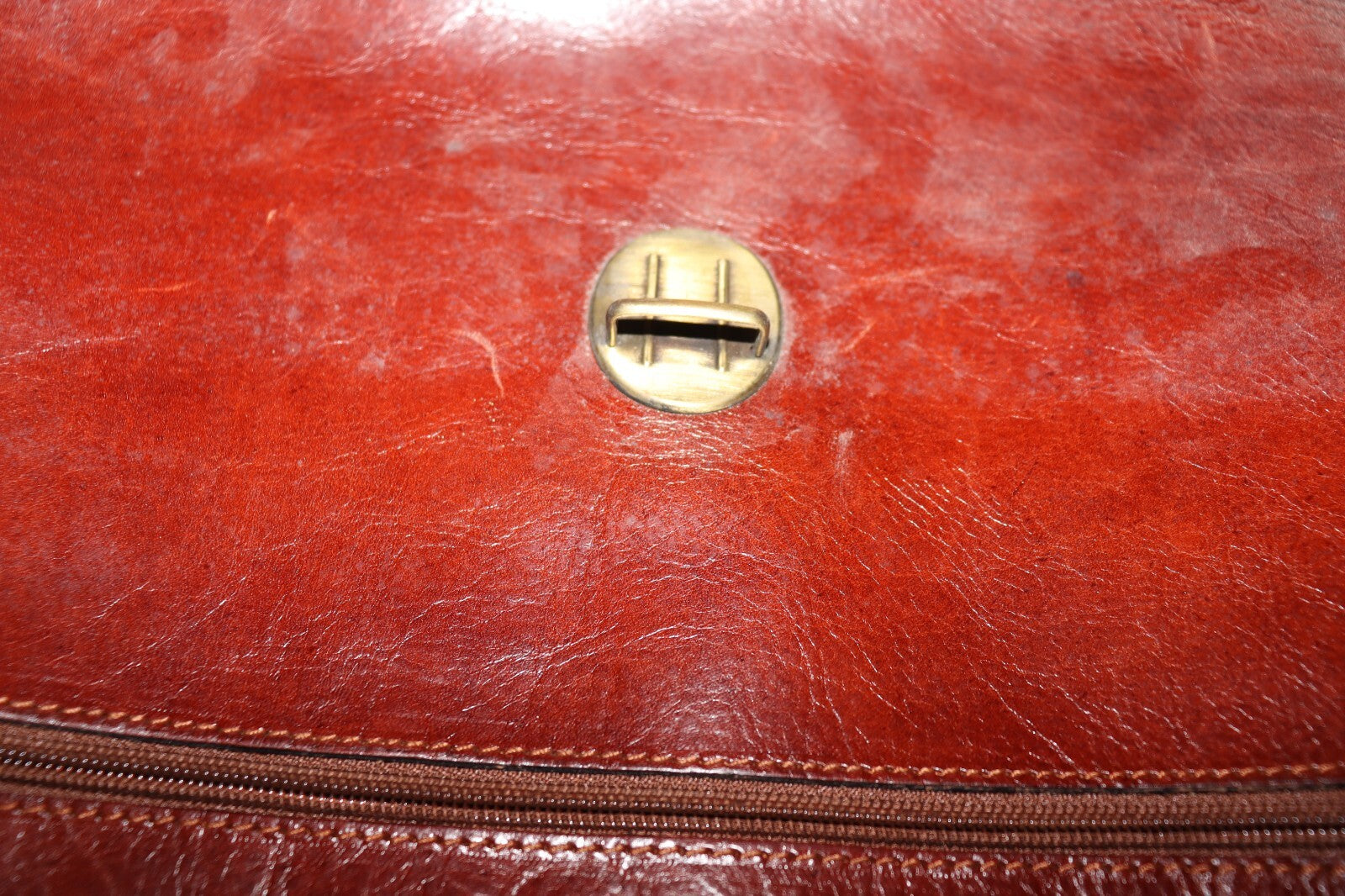 Vintage Old Angler Firenze Italian Leather Messenger, Laptop Bag Rare, w/ Key