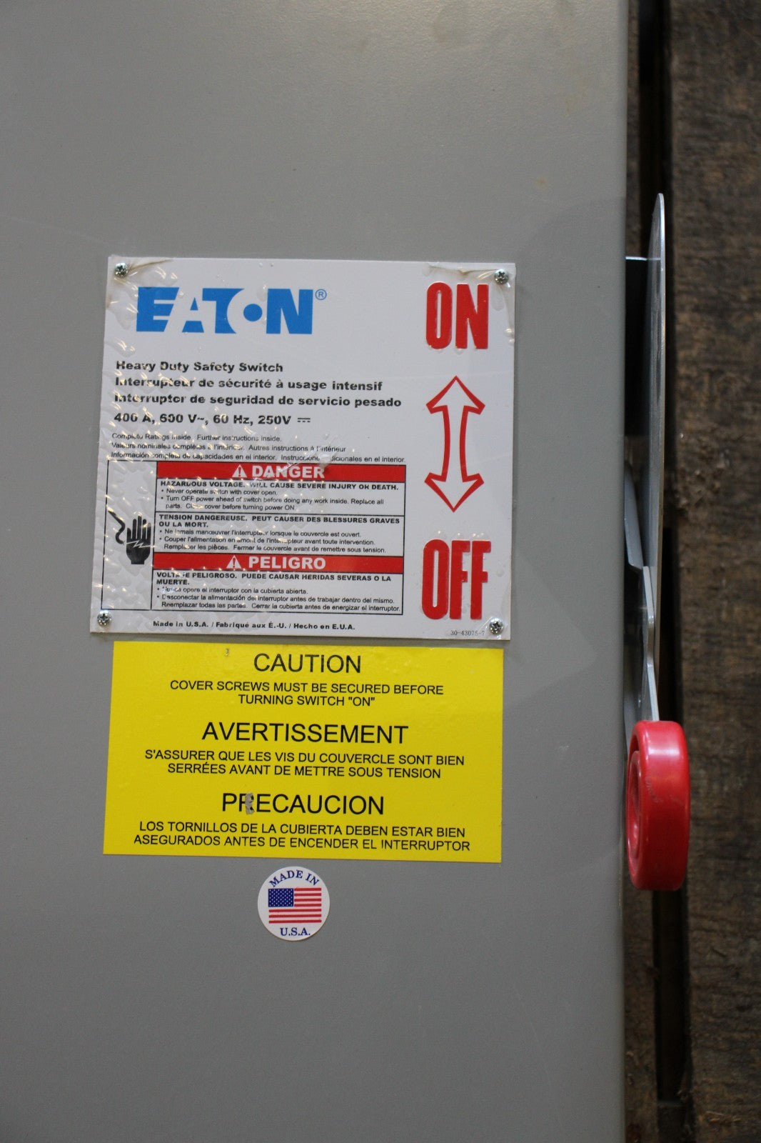 Eaton DH365NGK 400 Amp 600V 3 Phase 4 Wire Fusible Disconnect