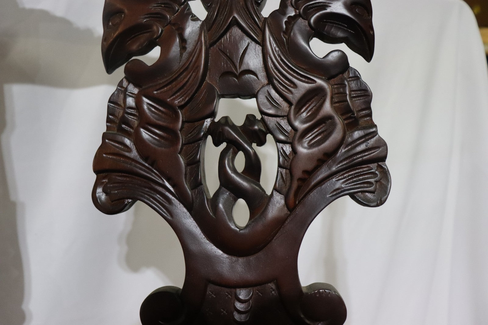 Matching Set - Renaissance Style Mahogany Corner Chair Side Chair w/ Carved Face