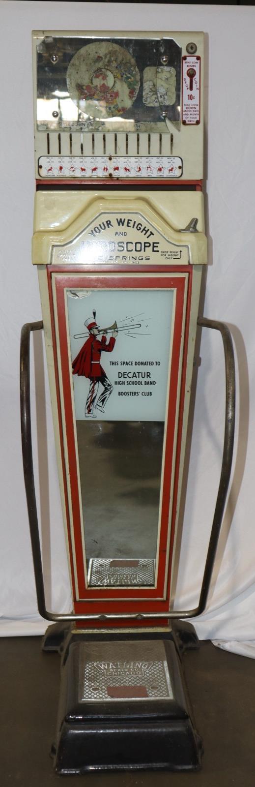 Watling Scale Your Weight and Horoscope Zodiac Wheel on Top Red & Beige