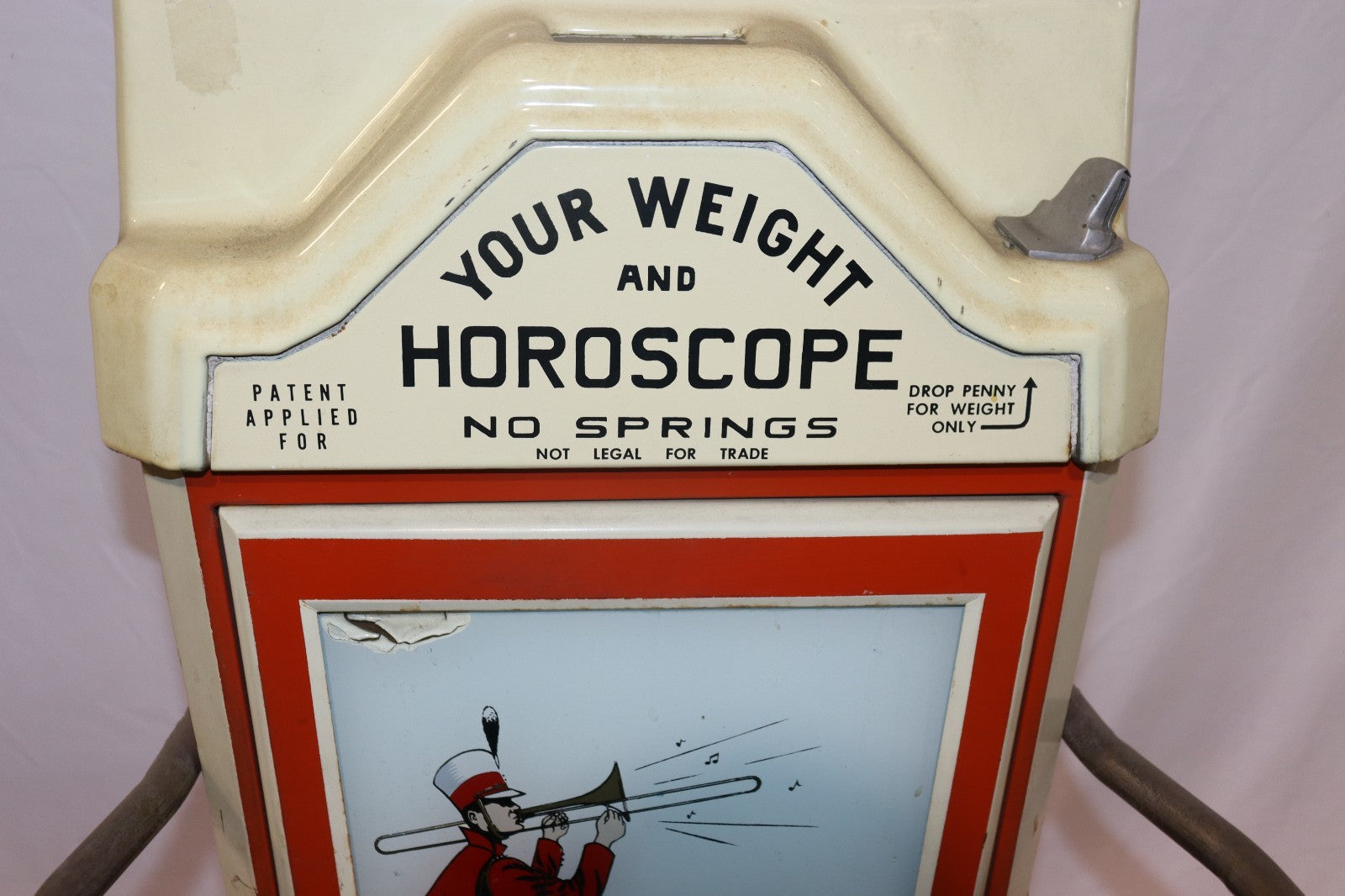Watling Scale Your Weight and Horoscope Zodiac Wheel on Top Red & Beige