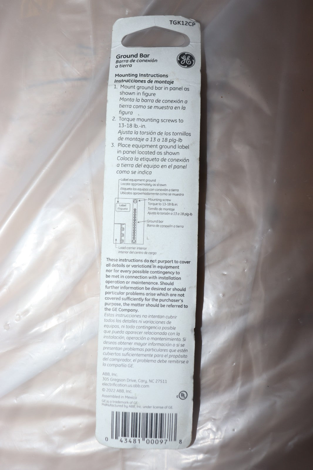 GE Energy Industrial Solutions Ground Bar Kit TGK12CP