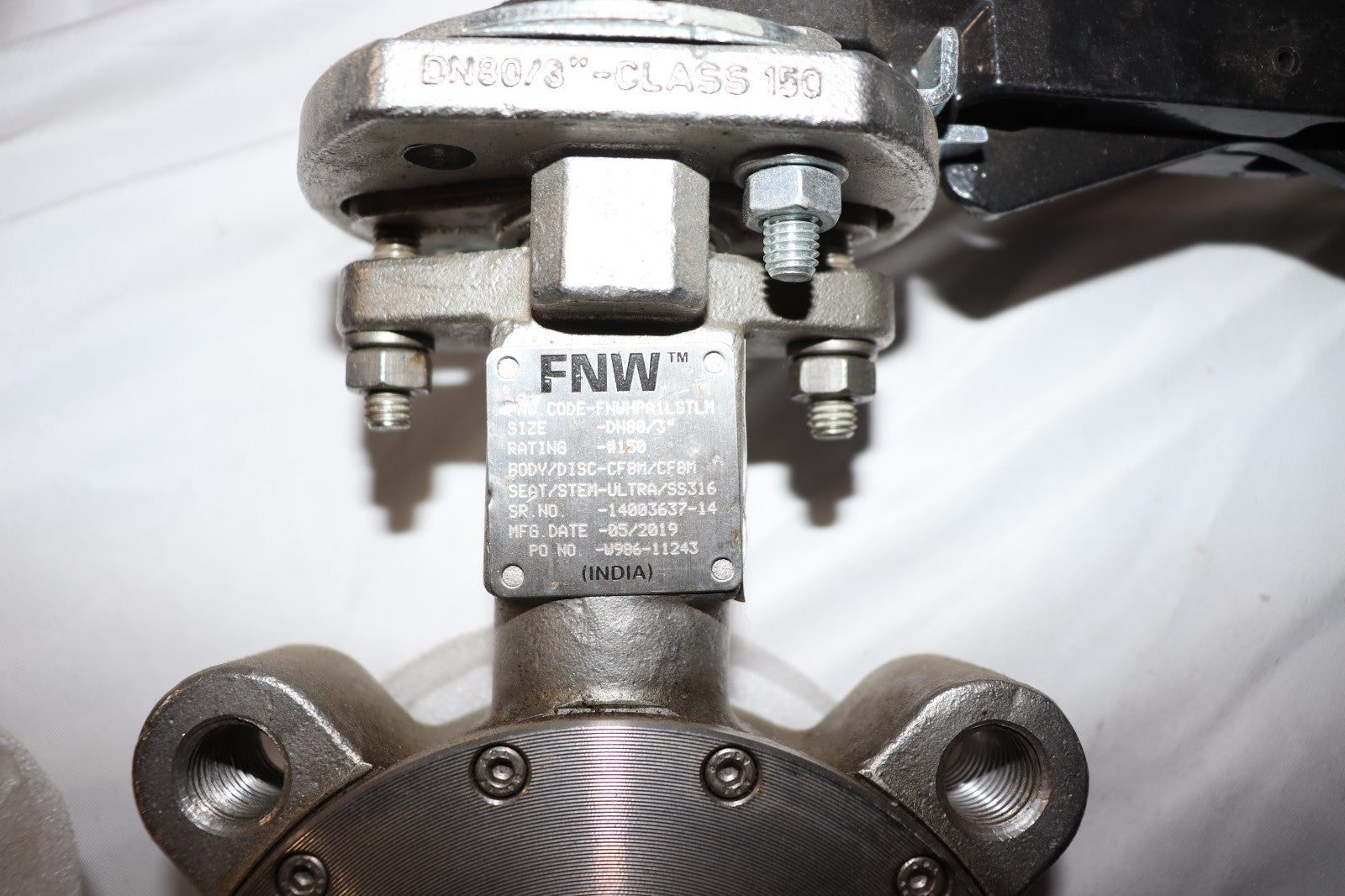 FNW HP Series 3 in Butterfly Valve w/ RPTFE Seat & Lever Handle, FNWHPA1LSTLM