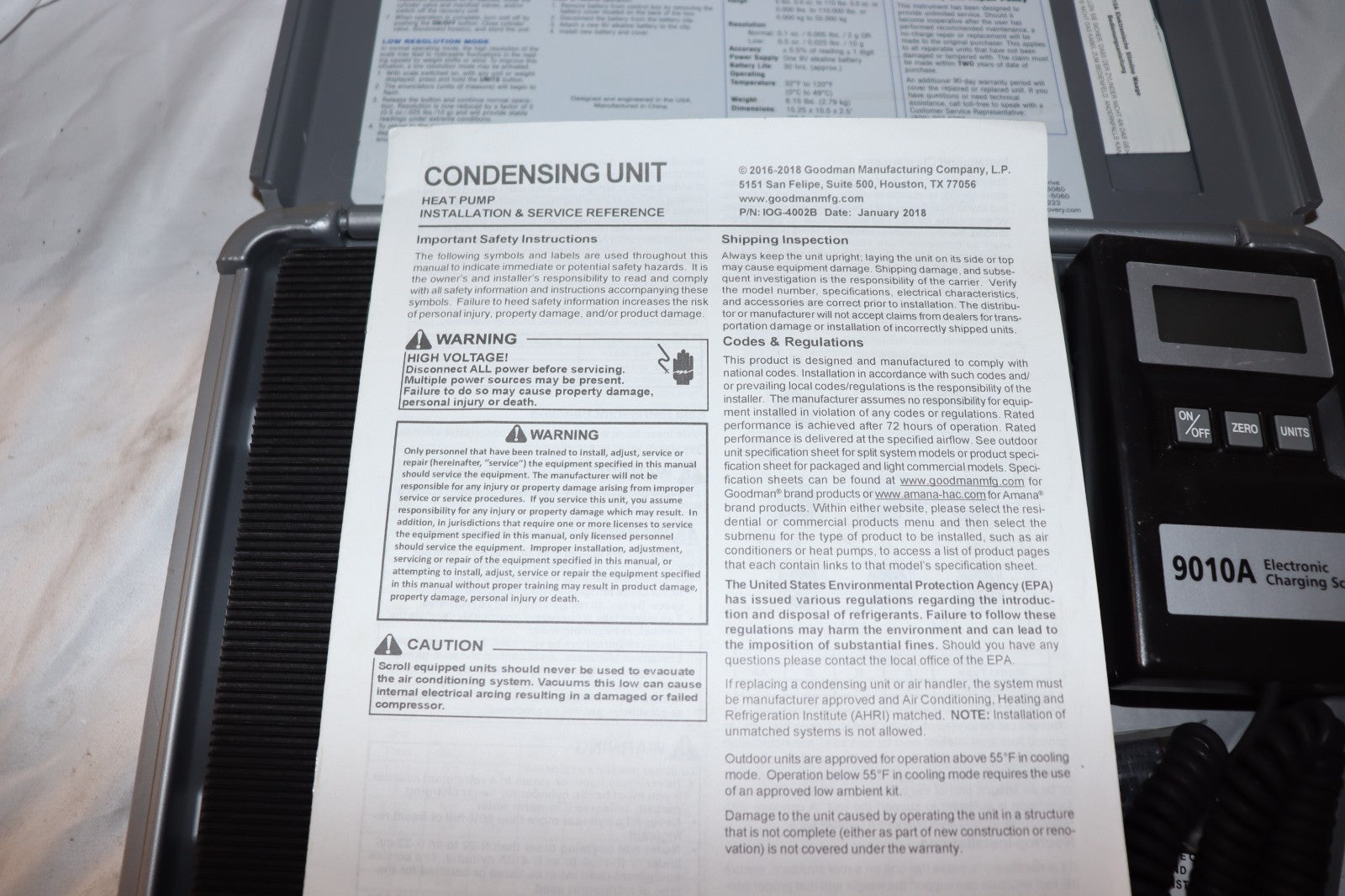 TIF 9010 Electronic Refrigerant Charging Scale, Preowned, Works