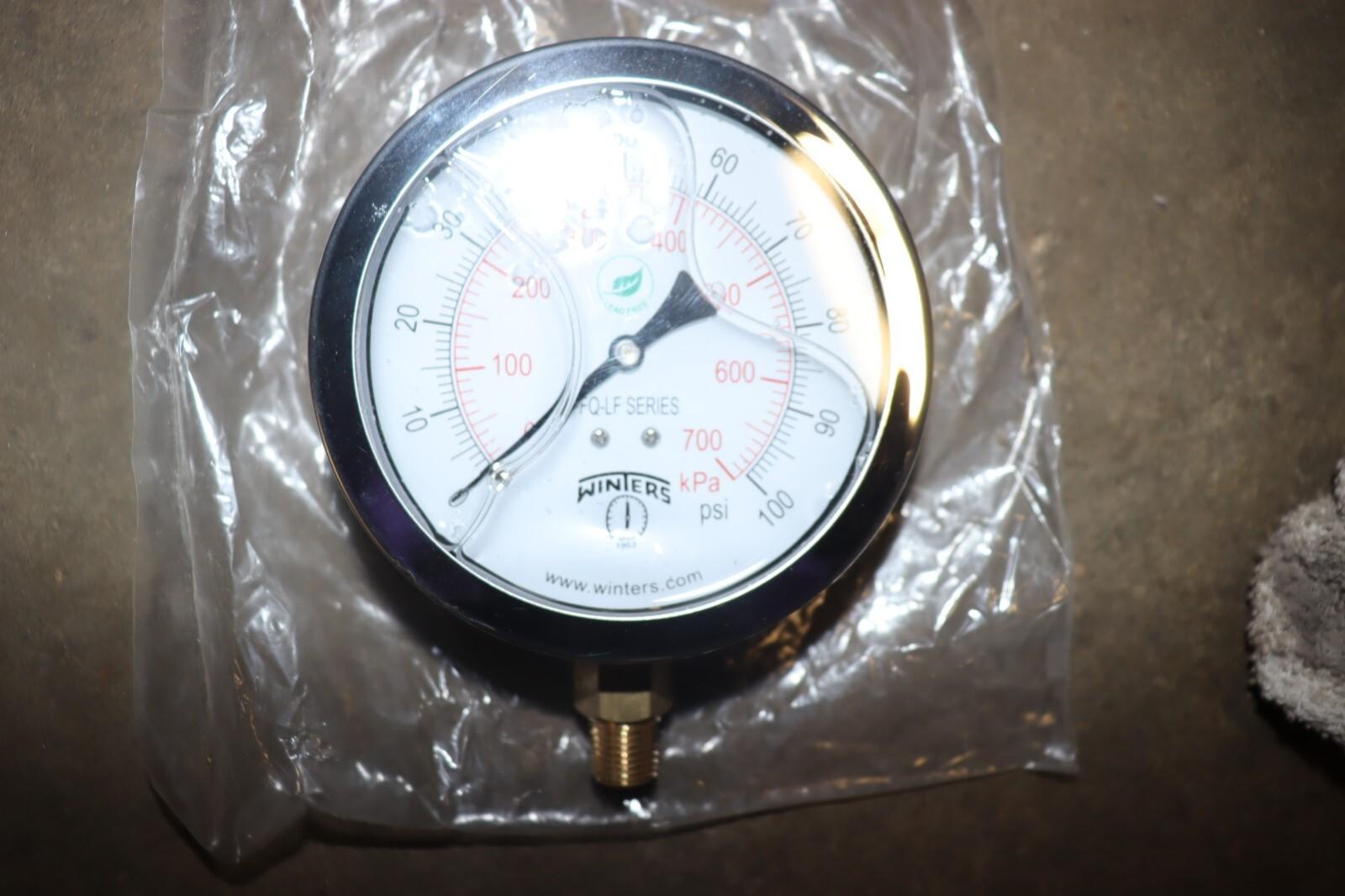 Winters Industrial Pressure Gauge: 0 to 100 PSI, 36TW11, NEW OPEN BOX