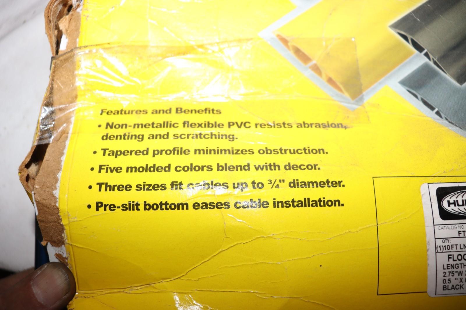 Hubbell Wiring FT2BK10 PVC Floor Trak Floor Cable Cover Black, New
