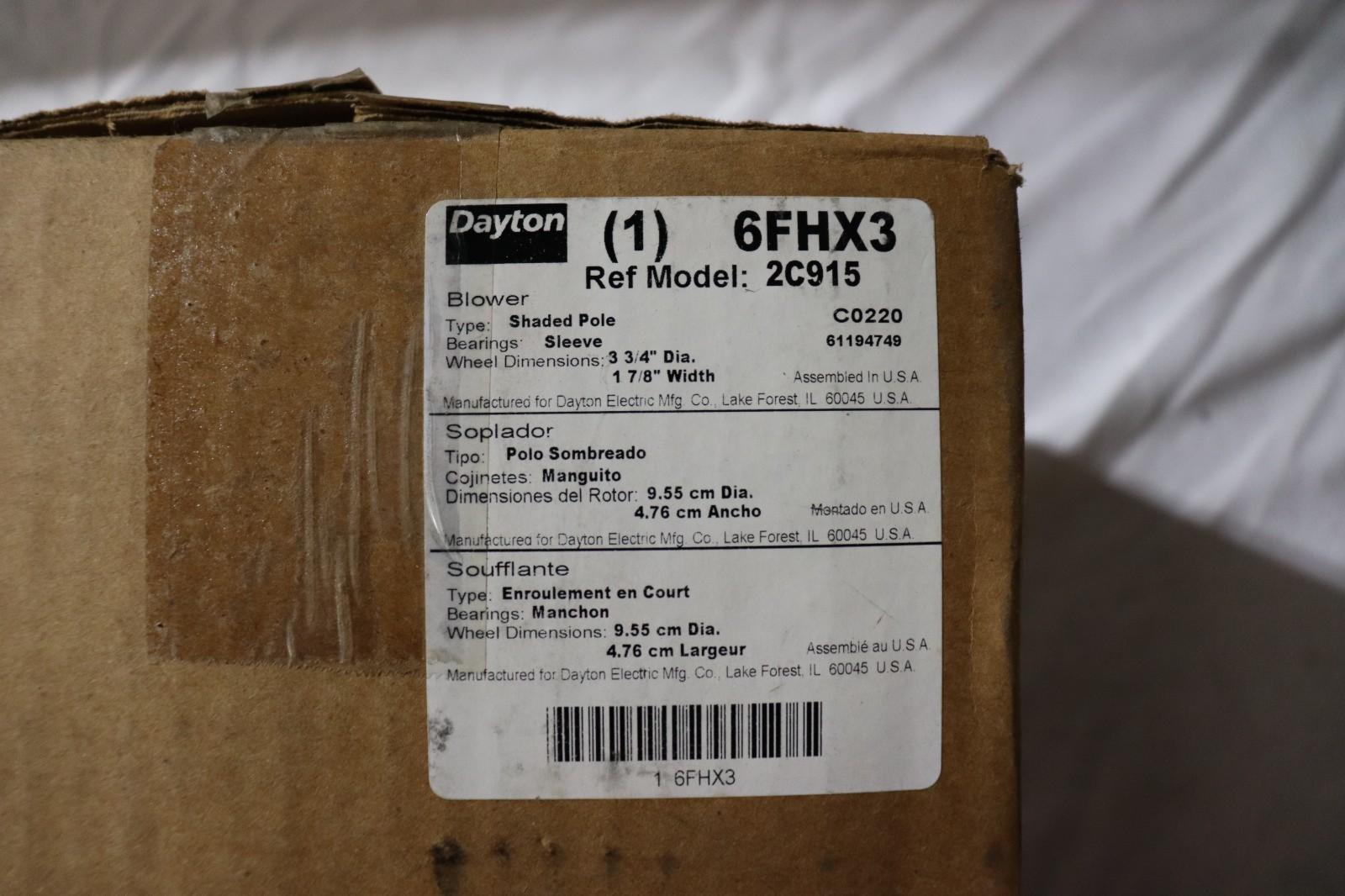 Dayton 6FHX3 Square Oem Blower, 3020 Rpm, 1 Phase, Direct Drive, Steel 1