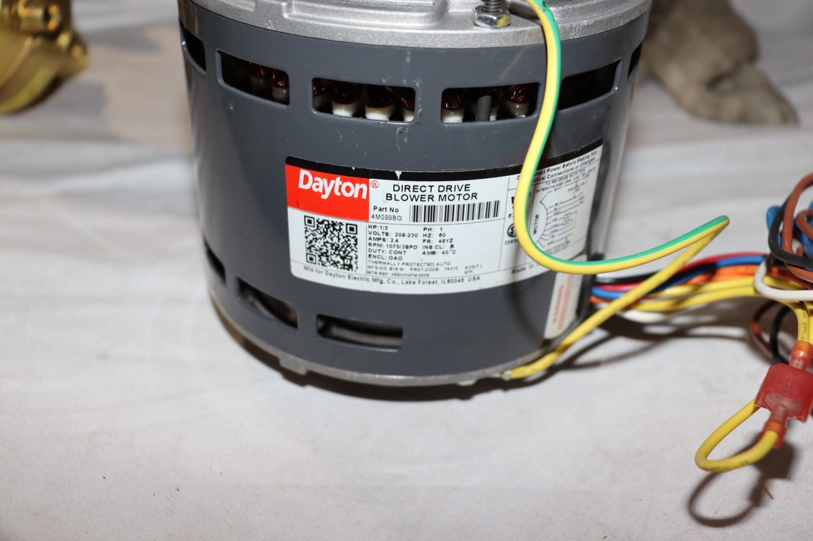 Dayton 4M099BG Direct Drive Blower Motor: 3 Speed, 1/3 HP, 208/230V, Open Box