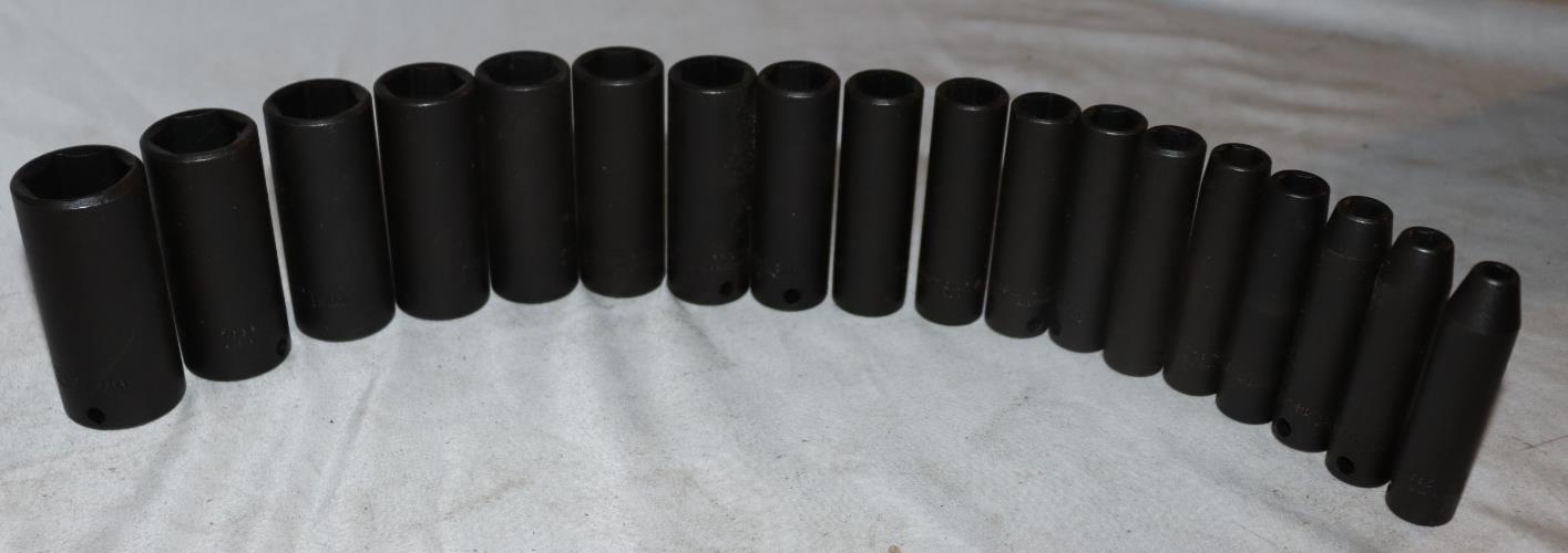 Proto J72216 3/8 Drive 18 Pc. Metric Deep Socket Set, Black Oxide, MISSING 23MM