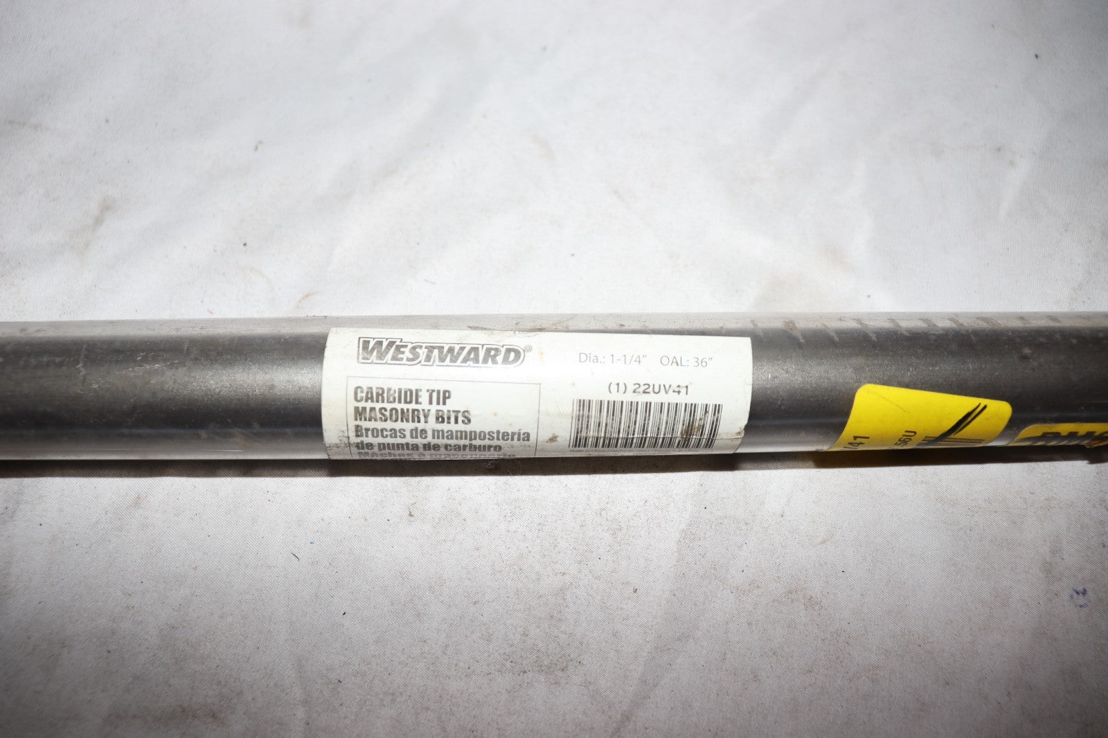 WESTWARD Round Hammer Drill Masonry Drill Bit 1/2" Diameter, 36” Long 22UV41